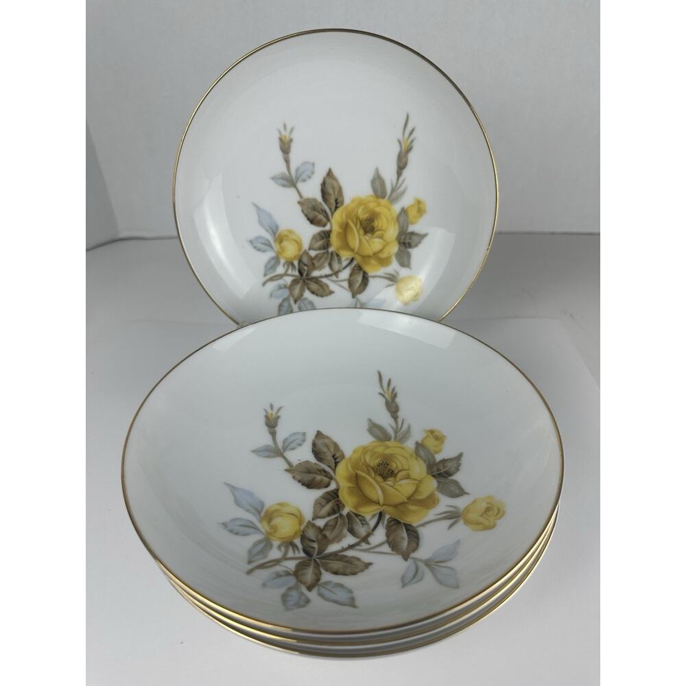 Sango *COTILLION Yellow Roses* 7 5/8" COUPE SOUP BOWLS* Set Of 4